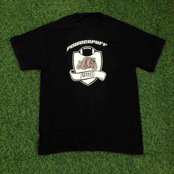 Men’s Black ‘Powderpuff’ Bulldog Graphic Tee - Picture 1 of 3